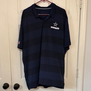 NFL Cowboys Navy and Black Striped Polo